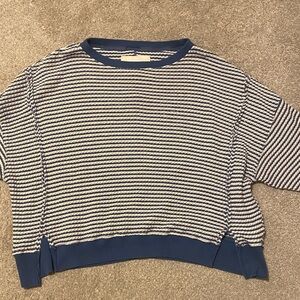 American Eagle Outfitters Navy and White Crewneck Sweater